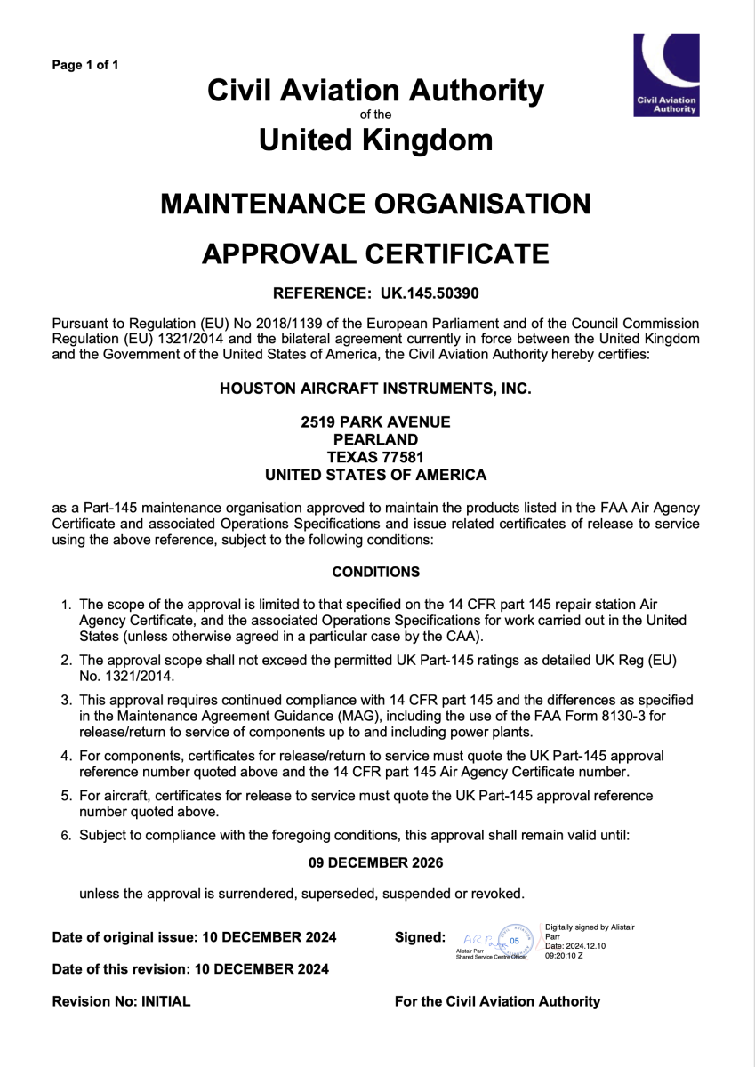 UK-CAA Certificate